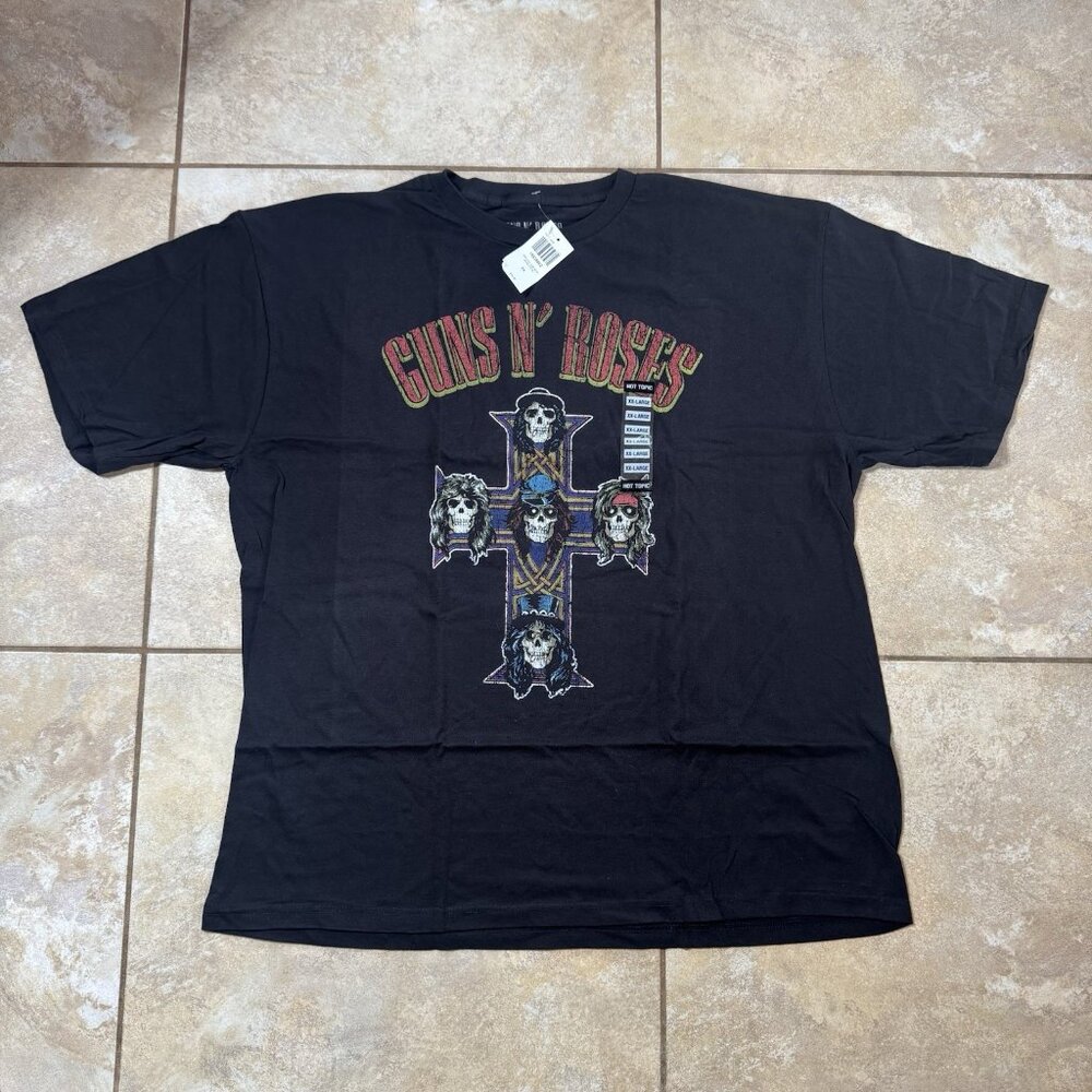 Guns N' Roses Appetite For Destruction Floral Cross T-Shirt 2XL New